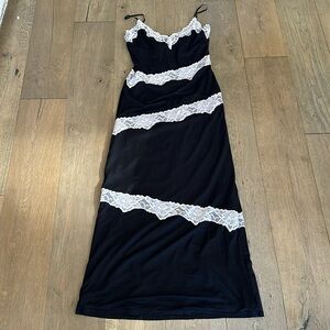 Tiger Mist Floor Length Black Lace Dress